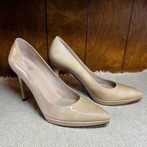 Stuart Weitzman - nude patent leather stiletto narrow staple capsule find